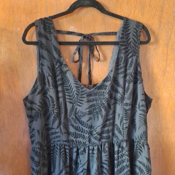 Disturbia Black Lunafern Printed Midi Maxi Dress Sz 16 NWT Tie Back Goth Gypsy - Picture 8 of 11